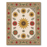 Vintage Sunflower Rose Floral Area Rug