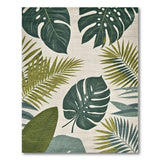 Monstera Leaf Green Area Rug on Cream