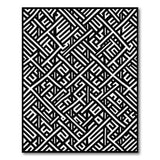 Labyrinth Black White Geometric Labyrinth Area Rug