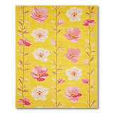 Sunny Yellow Area Rug with Pink Blossoms