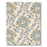 Blue Teal Floral Vine Bird Pattern Area Rug