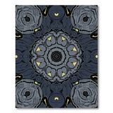Navy Mandala Floral Area Rug with Gold Accents