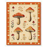Whimsical Orange Mushroom Toadstool Rug