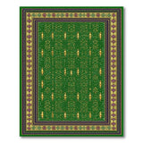 Ornate Emerald Green Gold Beaded Area Rug