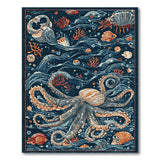 Octopus Ocean Blue Area Rug