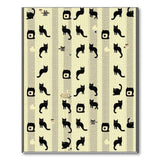 Beige and Neutral Whimsical Black Cat Silhouettes Area Rug