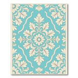 Blue and Teal Teal Ornate Floral Damask Area Rug
