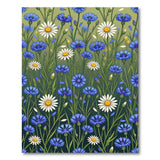 Cornflower Blue Daisy Floral Area Rug