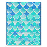 Shimmering Blue Teal Scale Area Rug