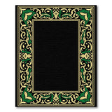 Ornate Green Gold Floral Border Area Rug