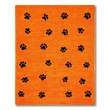 Plush Orange Paw Print Shag Area Rug