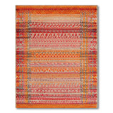 Vibrant Red Orange Heritage Tribal Area Rug