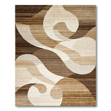 Abstract Wavy Brown Tan Area Rug