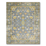 Grey Traditional Persian Rug with Gold Floral Accents