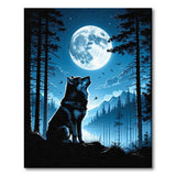 ODIKA Wolf and Moon Night Forest Blue Area Rug - Washable Low Pile Non-Slip Indoor Carpet