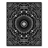 Black White Mandala Floral Area Rug