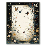 Framed Butterfly Floral Multi-Color Area Rug