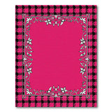 Pink Gingham Rug with Ornate Floral Border