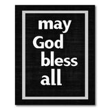 ODIKA Washable Modern Black & White Inspirational Area Rug, "May God Bless All" Low Pile Non-Slip Rug