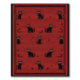 Black Cat Moon Stars Red Area Rug