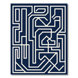 Navy Blue Geometric Maze Blue and Teal Area Rug