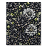 Vintage Noir Dahlia Floral Area Rug