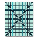 Teal Grid Lattice Geometric Area Rug