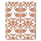 Burnt Orange Damask Floral Area Rug