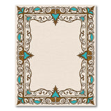 Ornate Teal Bronze Border Area Rug