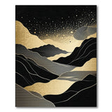 Gold Foil Mountains Night Sky Area Rug