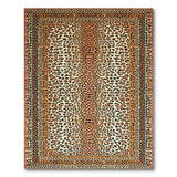 Vibrant Orange Leopard Print Area Rug with Tribal Borders