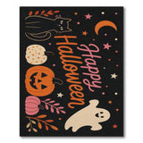 Happy Halloween Washable Area Rug with Black Cat Pumpkins