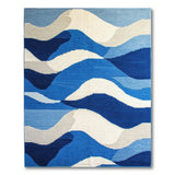 Coastal Beach Abstract Blue Wave Area Rug