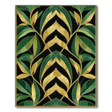 ODIKA Art Deco Emerald Green & Gold Washable Area Rug - Low Pile Non-Slip