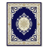 Blue and Teal Navy Blue Ornate Gold Medallion Area Rug