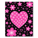 Pink Polka-Dot Heart Floral Area Rug