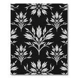 Elegant Black White Floral Damask Area Rug