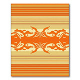 Vibrant Orange Striped Area Rug with Abstract Motif
