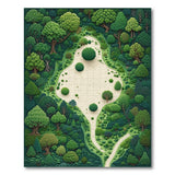 ODIKA Washable Green Forest Map Artistic Area Rug - Low Pile Non-Slip