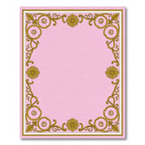 Pink Gold Ornate Daisy Border Area Rug