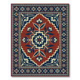 Terracotta Southwestern Area Rug with Navy Medallion
