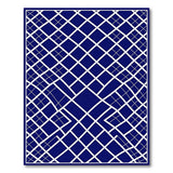 Navy Blue Geometric Diamond Lattice Area Rug