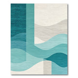 Teal Layered Waves Abstract Area Rug