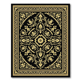 Opulent Gold on Black Persian Area Rug