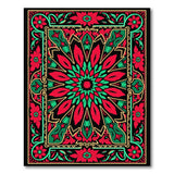 Vibrant Red-Green Mandala Persian Area Rug