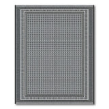 Intricate Black White Geometric Border Area Rug
