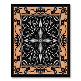 Intricate Black Tribal Pattern Rug with Tan Border