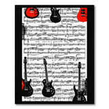 ODIKA Washable Electric Guitar Sheet Music Area Rug - Low Pile Non-Slip Rock Decor