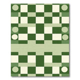 Green Geometric Checkerboard Area Rug