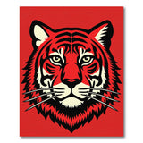Bold Red Tiger Head Geometric Rug